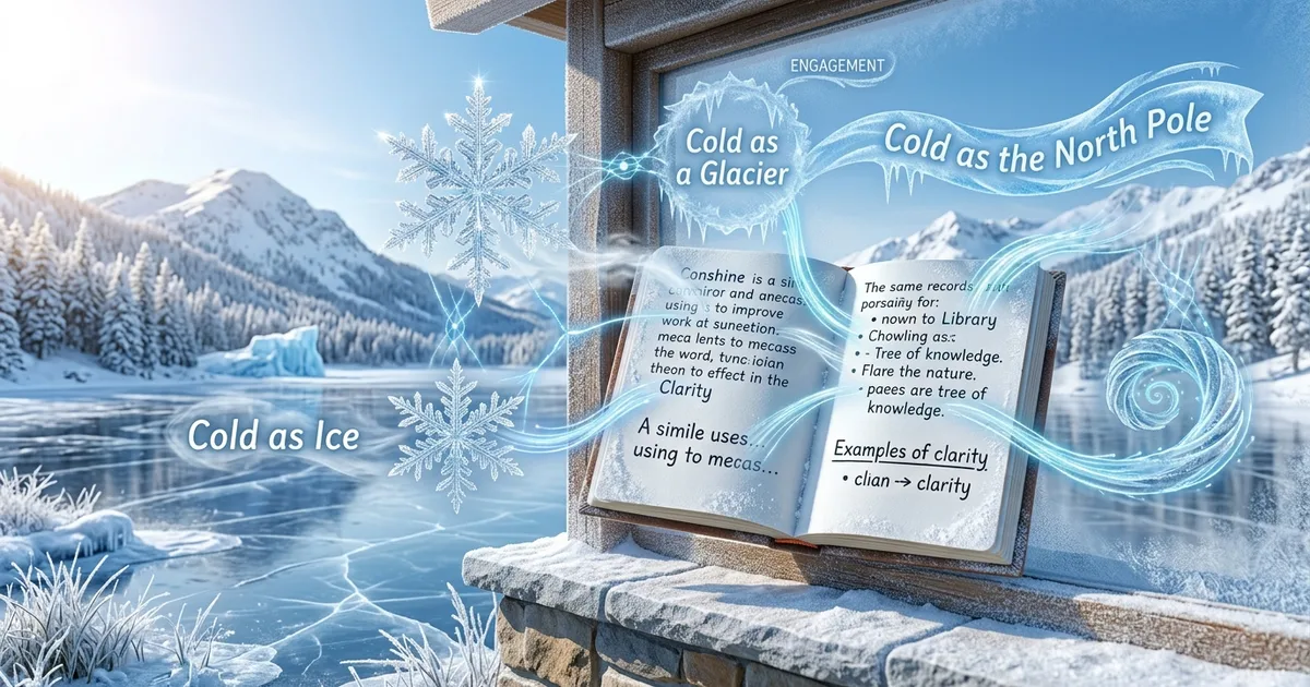 Cold Day Simile Examples showing winter weather comparisons like cold as ice and cold as a glacier