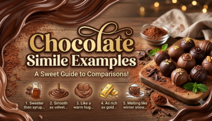 Creative chocolate simile examples showing sweetness, richness, warmth, and sensory imagery in writing.