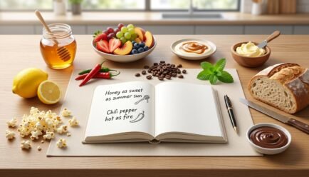 Similes for food with creative examples for taste, texture, emotions, and writing