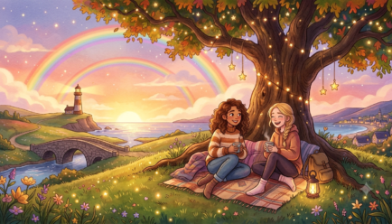 Best friend similes illustrated with symbols of friendship and loyalty.