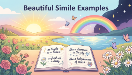 Beautiful simile examples illustrated with nature-inspired comparisons.