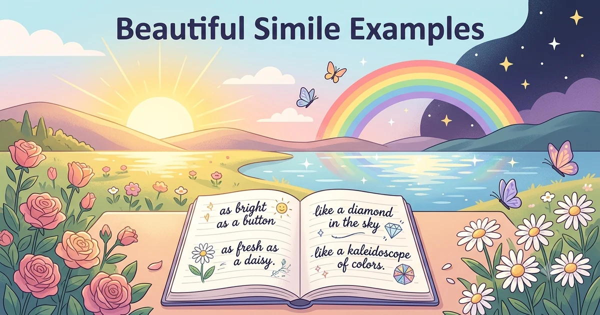 Beautiful simile examples illustrated with nature-inspired comparisons.