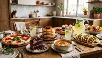 Delicious food simile examples showing colorful and tasty dishes