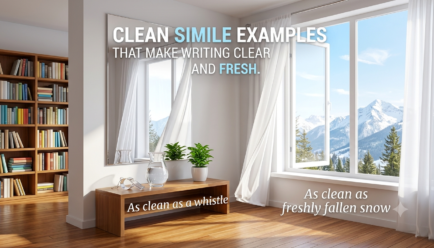 Clean simile examples showing spotless rooms, fresh air, crystal-clear water, and polished mirrors
