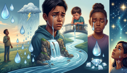 Collection of crying simile examples showing tears, emotions, sadness, joy, and expressive comparisons.