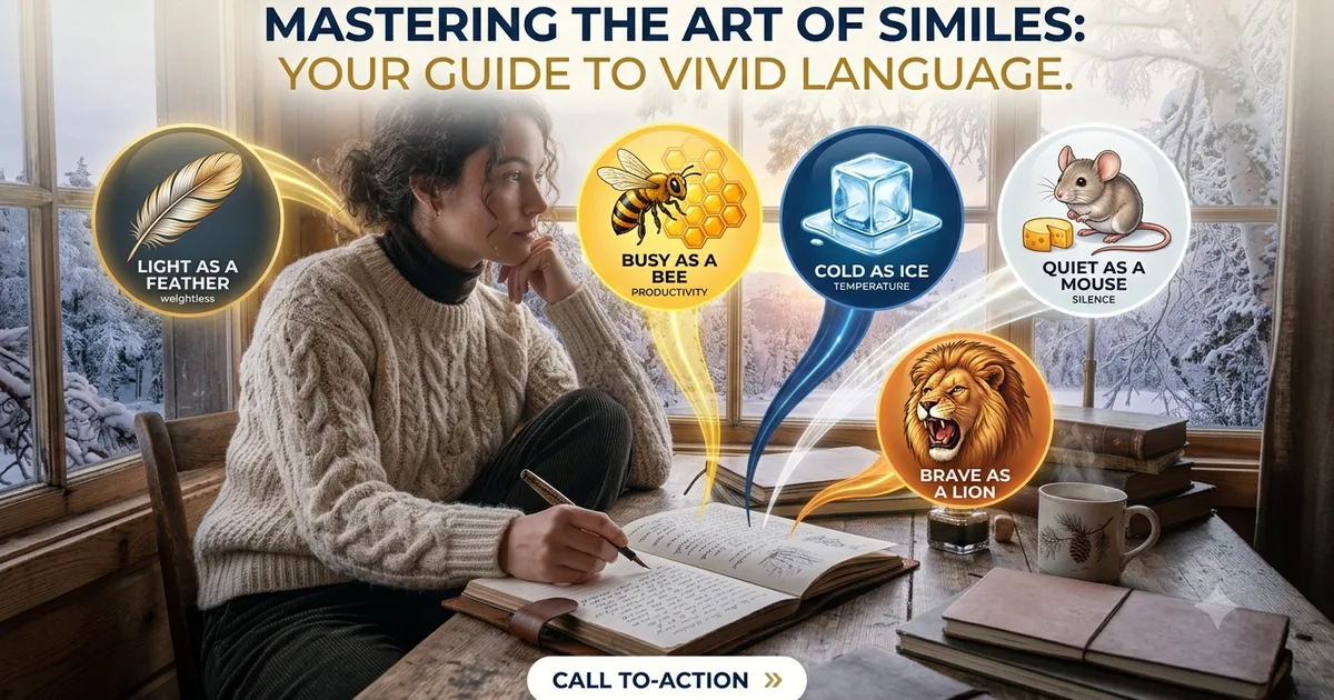 Common simile list with clear examples and meanings for everyday writing