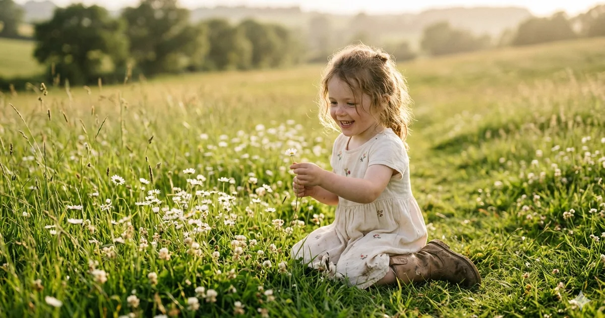 Innocent child in sunlight