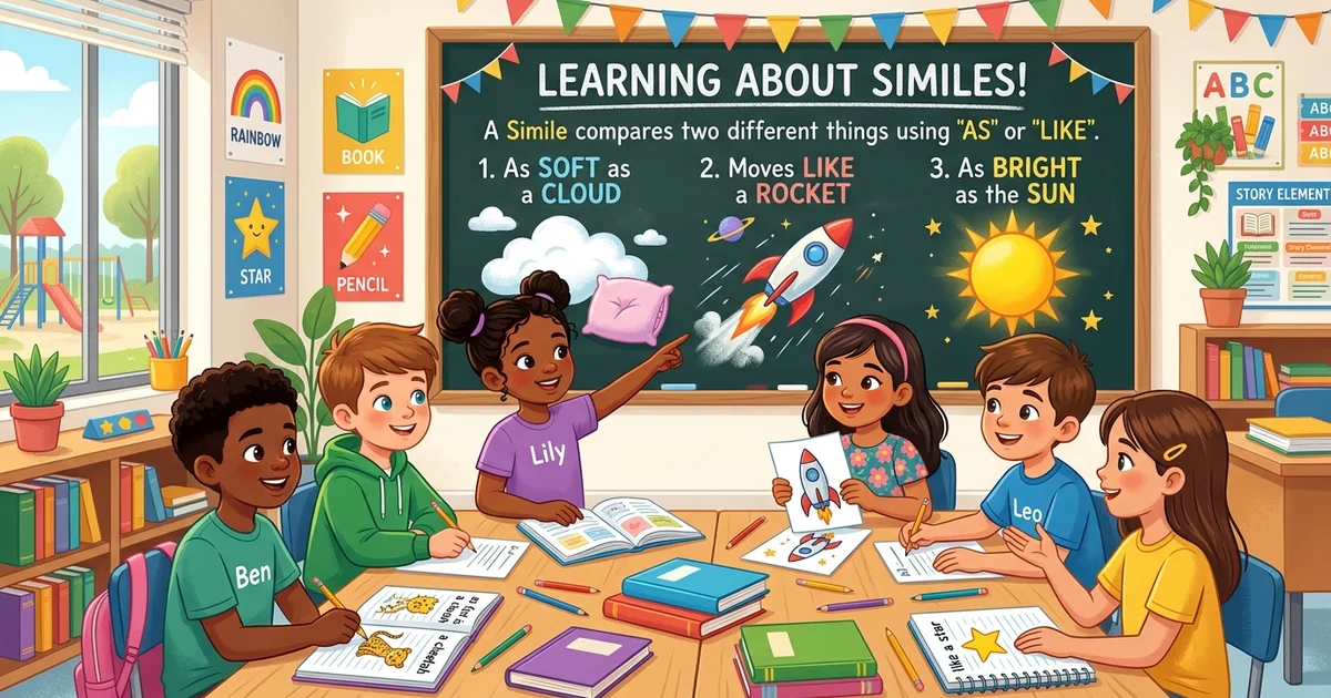 Simile for Grade 4 with easy examples and fun writing activities