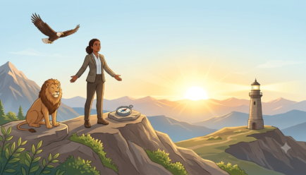 Creative examples of similes for confidence with symbols of courage, strength, and self-belief