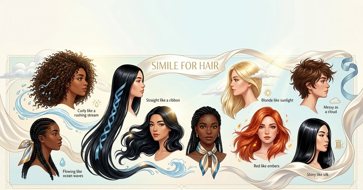 Beautiful examples of similes for different types of hair