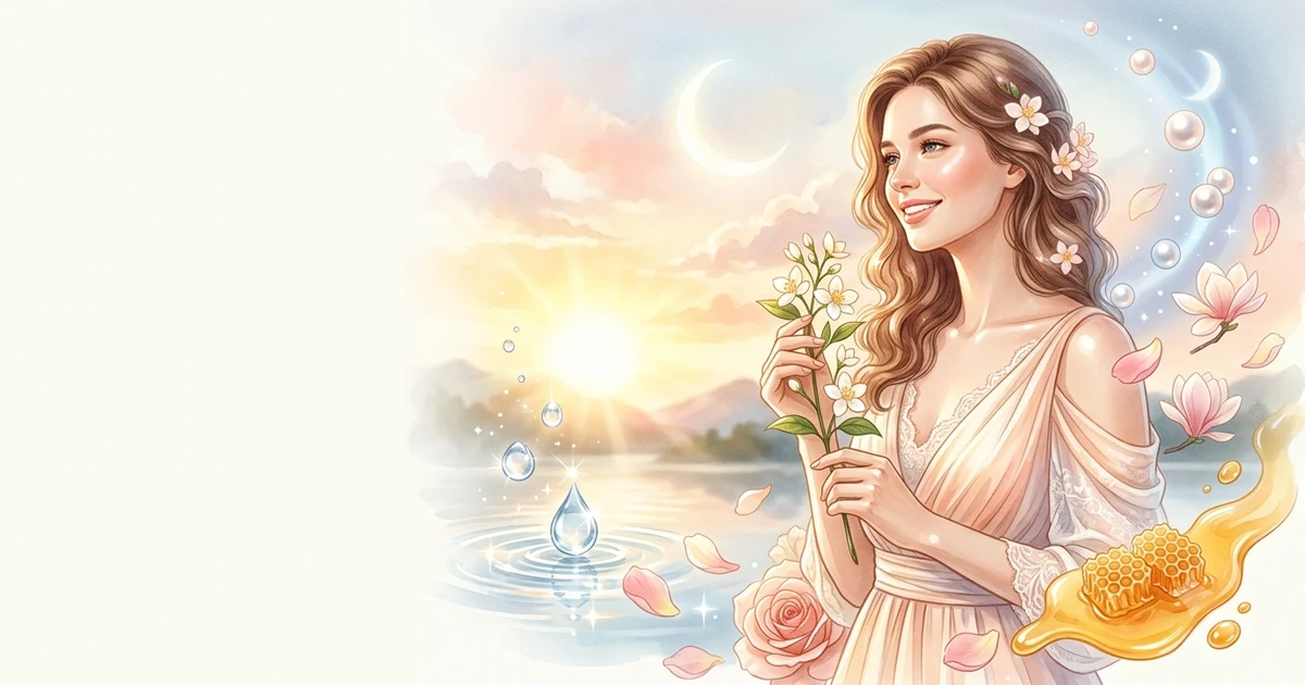 Beautiful examples of similes for glowing skin with sunlight, pearls, honey, and moonlight imagery