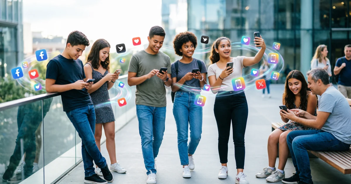 Creative social media similes illustration