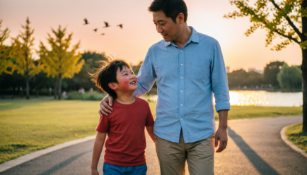 Loving father son moment