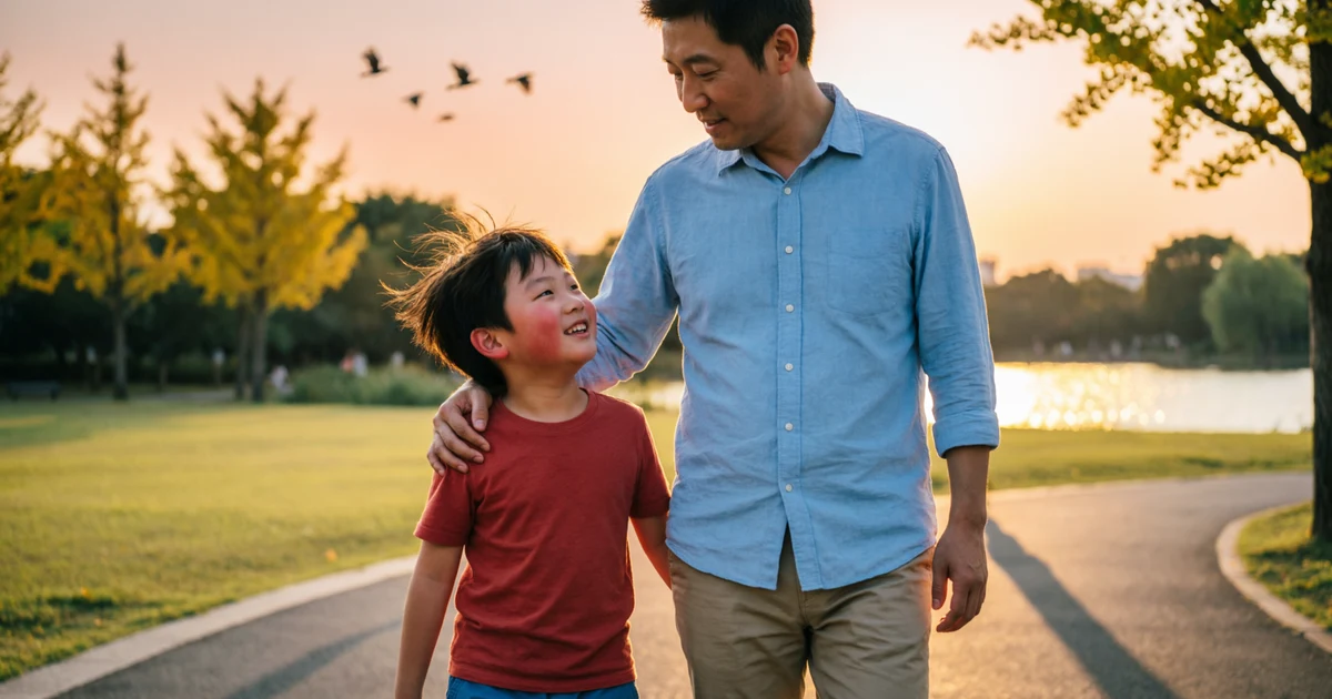 Loving father son moment