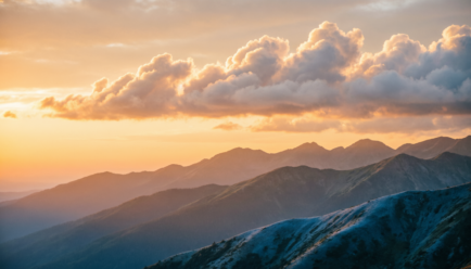 Golden sunrise over mountains