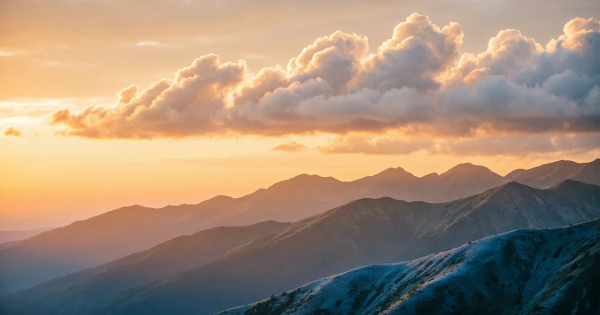 Golden sunrise over mountains