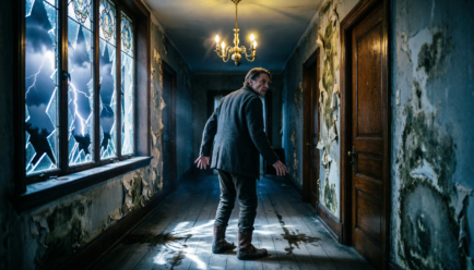 Suspenseful dark hallway scene