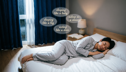 Sleep simile examples showing a person sleeping peacefully with creative comparisons used in English writing