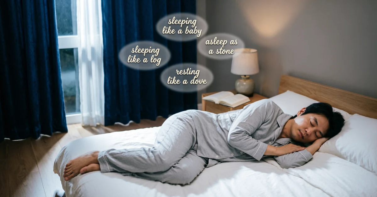 Sleep simile examples showing a person sleeping peacefully with creative comparisons used in English writing