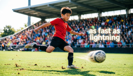 Soccer simile examples illustrated through a soccer player kicking a ball across the field during an exciting match
