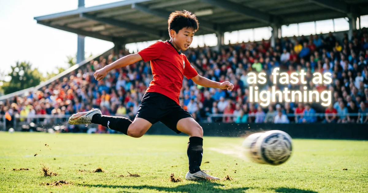 Soccer simile examples illustrated through a soccer player kicking a ball across the field during an exciting match