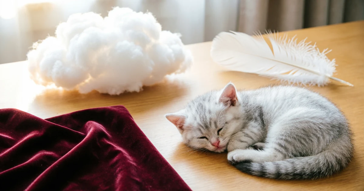 Illustration showing soft simile examples with a feather, cloud, velvet fabric, and flower petals to explain descriptive comparisons in English writing.