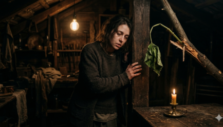 Illustration showing symbols of weakness including a fading candle, broken branch, wilted leaf, and exhausted person to represent similes for weakness in creative writing.