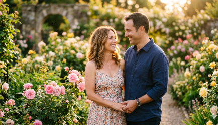 Illustration of a loving wife standing in warm sunlight, symbolizing common similes for wife such as a rose, guiding star, sunshine, and treasure in creative writing.