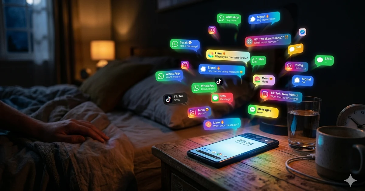 Smartphone glowing with notifications