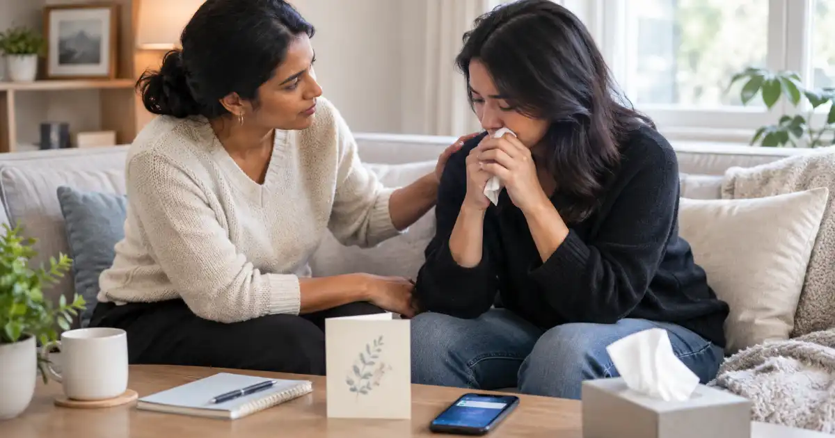 Two women sharing a compassionate moment as one offers emotional support and comfort to the other.